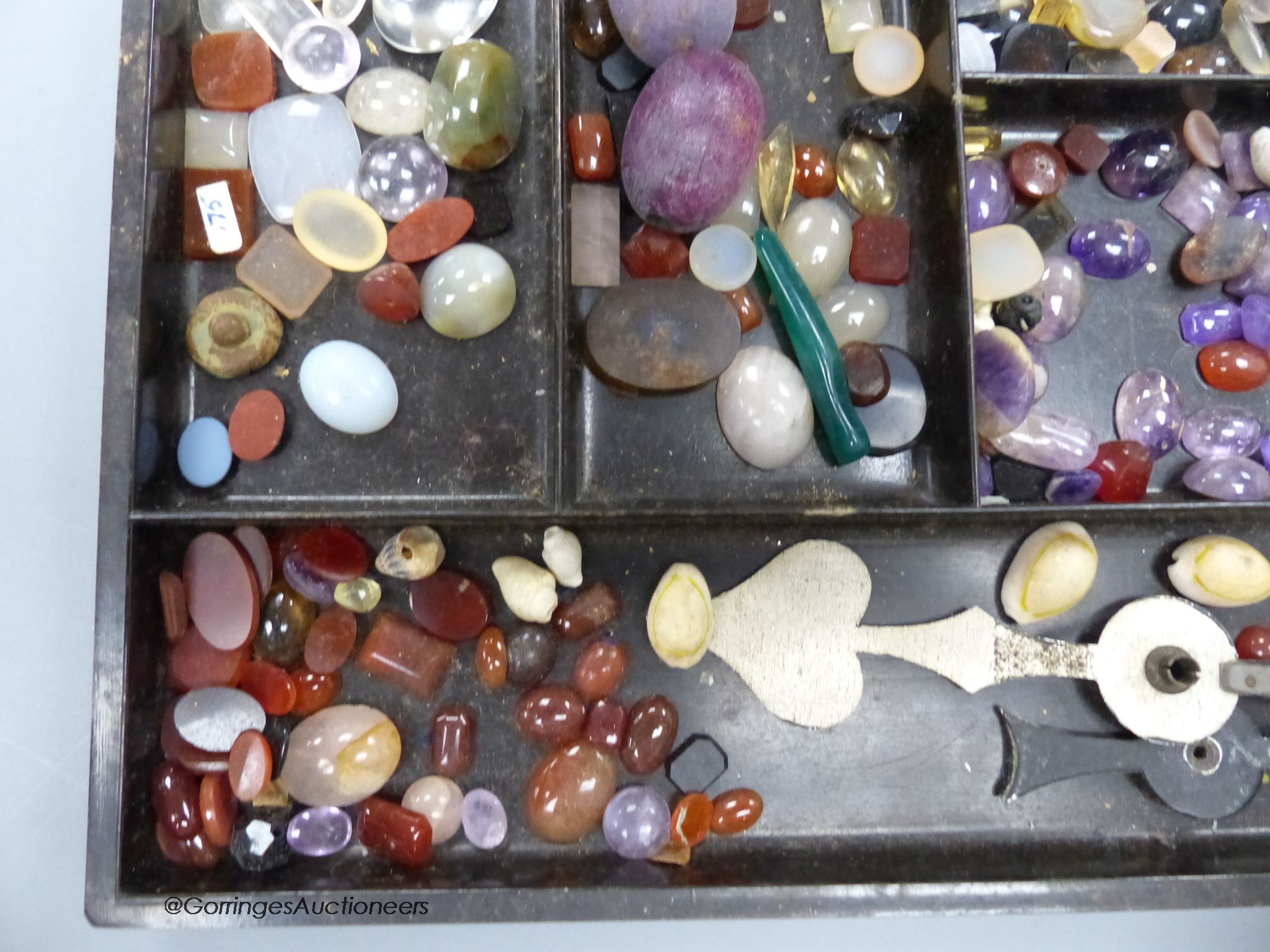 A collection of gem stone cabochons etc